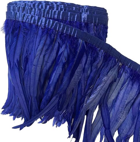 LONDGEN Rooster Hackle Feather Fringe Trim 12-14inch in Width for Clothes Decoration and Wedding ,Halloween Party Pack of 1 Yard (Turquoise) in Saudi Arabia