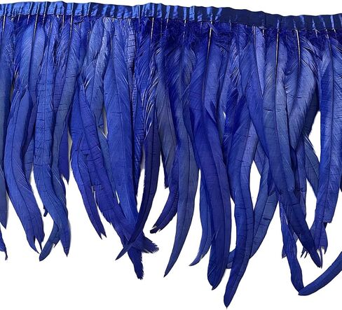 LONDGEN Rooster Hackle Feather Fringe Trim 12-14inch in Width for Clothes Decoration and Wedding ,Halloween Party Pack of 1 Yard (Turquoise) in Saudi Arabia