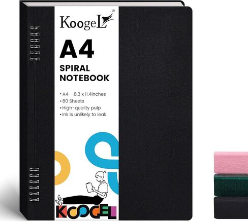 مجلة دفتر Koogel الحلزونية، مقاس A4 دفتر ملاحظات جامعي، مفكرة حلزونية خضراء داكنة مع غطاء مرن 80 ورقة/160 صفحة للمكتب المنزلي والمدرسة in Kuwait