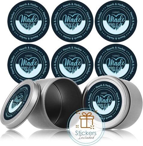 Hearth & Harbor Natural Soy Wax and DIY Candle Making Supplies - 5 Lbs. Soy Candle Wax Flakes, Candle Tin Cans with Lid 24 Pack - 4 oz., 100 Cotton Wicks, and 2 Metal Centering Device in Saudi Arabia