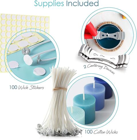 Hearth & Harbor Natural Soy Wax and DIY Candle Making Supplies - 5 Lbs. Soy Candle Wax Flakes, Candle Tin Cans with Lid 24 Pack - 4 oz., 100 Cotton Wicks, and 2 Metal Centering Device in Saudi Arabia