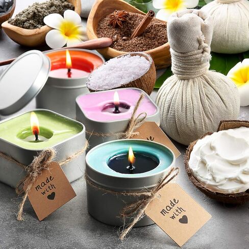 Hearth & Harbor Natural Soy Wax and DIY Candle Making Supplies - 5 Lbs. Soy Candle Wax Flakes, Candle Tin Cans with Lid 24 Pack - 4 oz., 100 Cotton Wicks, and 2 Metal Centering Device in Saudi Arabia