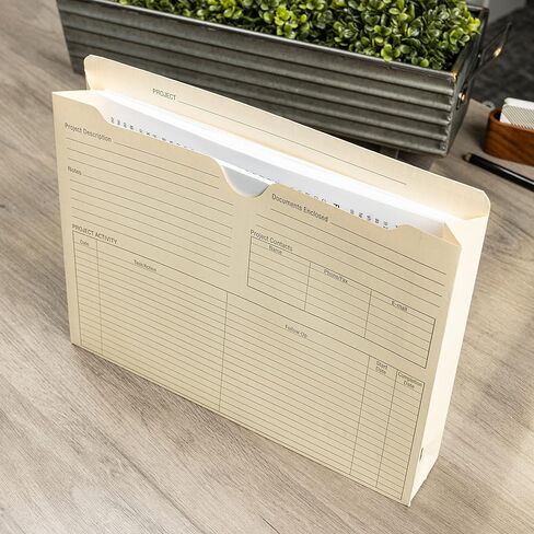 Smead Project File Jackets, 25 Count, Manila, Reinforced Straight-Cut Tabs, Preprinted Front, Back and Tab, 2" Expansion, Letter Size (75621) in Saudi Arabia