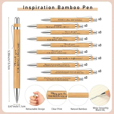 10 Set Employee Appreciation Thank You Gift Inspirational Spiral Notebook Weekly Planner with Sticky Notepad Motivational Bamboo Pen for Volunteer Assistant Student Teacher Team Coworker in Saudi Arabia