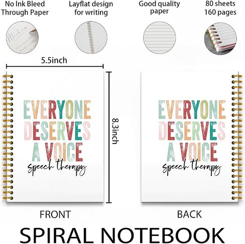 Speech Therapy Spiral Journal Notebook 5.5×8.3 - Journal Spiral Bound for Speech Therapists, Slp Gifts, Speech Pathologist Gifts, Everyone Deserves a Voice Speech Therapy Notebook, 160 Pages in Saudi Arabia