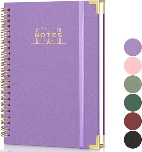 Lined Spiral Journal Notebook, A5 Hardcover Spiral Notebook for Work, 5.7''×8.2'', 100GSM Thick Paper Spiral Bound Journaling Notebooks for Women & Men Office School Note Taking Business, Purple in Saudi Arabia