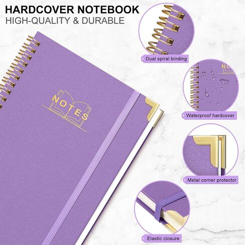 Lined Spiral Journal Notebook, A5 Hardcover Spiral Notebook for Work, 5.7''×8.2'', 100GSM Thick Paper Spiral Bound Journaling Notebooks for Women & Men Office School Note Taking Business, Purple in Saudi Arabia