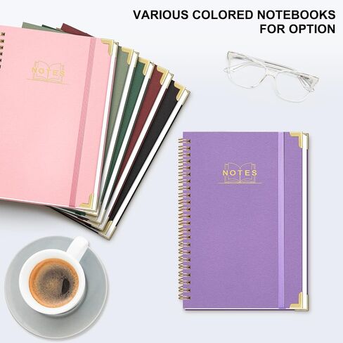 Lined Spiral Journal Notebook, A5 Hardcover Spiral Notebook for Work, 5.7''×8.2'', 100GSM Thick Paper Spiral Bound Journaling Notebooks for Women & Men Office School Note Taking Business, Purple in Saudi Arabia