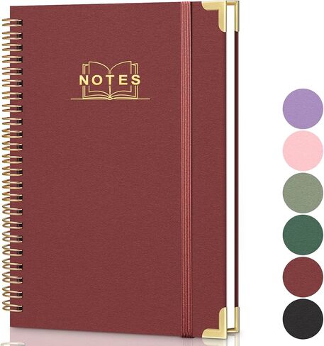 Lined Spiral Journal Notebook, A5 Hardcover Spiral Notebook for Work, 5.7''×8.2'', 100GSM Thick Paper Spiral Bound Journaling Notebooks for Women & Men Office School Note Taking Business, Purple in Saudi Arabia