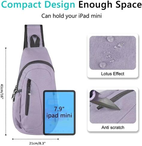 TITECOUGO Small Sling Bag Lightweight Crossbody Bag for Women Men Hiking Backpack Travel Shoulder Bags Chest Daypack for Gym Work Casual Cycling Sports Z1-Canvas Dark Black in Kuwait