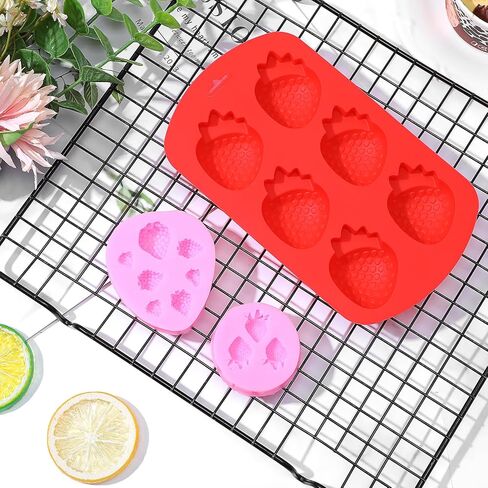 3 Pcs Strawberry Mold, 3D Silicone Strawberry Baking Mold, Candy Jelly Fruit Fondant Strawberry Chocolate Mold, Embed Pastry Mold for Soap Wax Chocolate Fondant Ice Cream Cupcake Cake Decor in Saudi Arabia