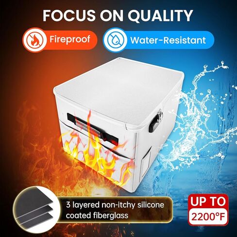 Upgraded 5200°F Fireproof Document File Organizer Box, Fireproof Storage Filing Cabinet Box with Lock, Portable Office Safe Box for Hanging Letter/Legal Folder 16.1 x 12.9 x 11in in Kuwait