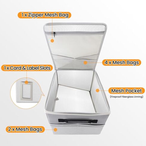 Upgraded 5200°F Fireproof Document File Organizer Box, Fireproof Storage Filing Cabinet Box with Lock, Portable Office Safe Box for Hanging Letter/Legal Folder 16.1 x 12.9 x 11in in Kuwait