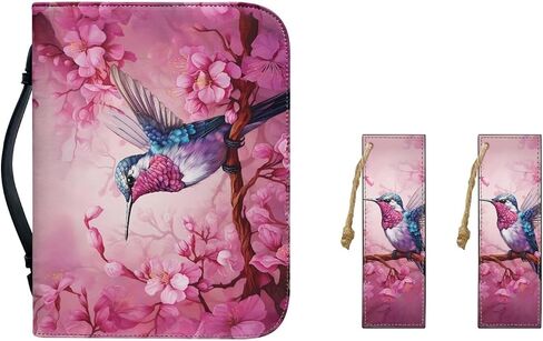 Hummingbird Cherry Blossom Bible Covers Carrying Case for Women Waterproof Faux Leather Large Church Bag with Durable Handle and Bookmarks in Saudi Arabia