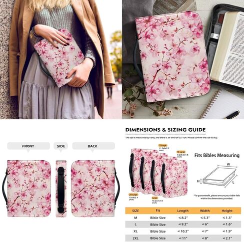 Hummingbird Cherry Blossom Bible Covers Carrying Case for Women Waterproof Faux Leather Large Church Bag with Durable Handle and Bookmarks in Saudi Arabia