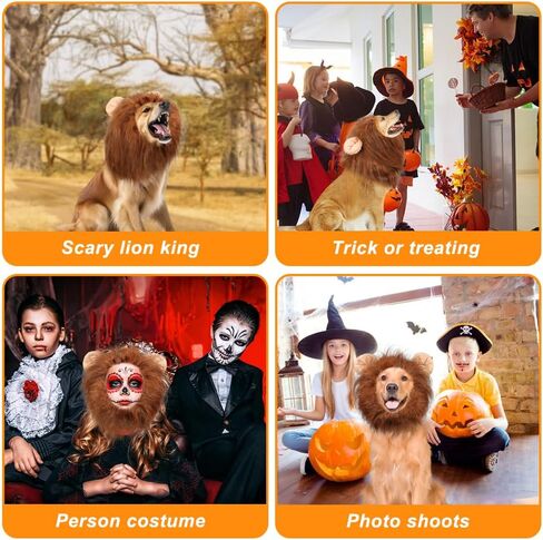 Vivifying Lion Mane for Dog, Adjustable Halloween Dog Lion Costume Wig with Ears for Medium and Large Dogs, Realistic & Funny Dog Accessory Perfect for Parties and Photoshoots (Large, Brown&Black) in Kuwait