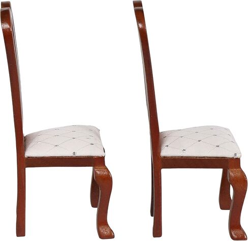 Wooden Dollhouse Dining Chairs, Set of 2, Accent Chairs for Doll Houses, Miniature Furniture, Brown, Upholstered, for 3 inch to 6 inch Dolls in Saudi Arabia