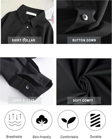 Button Down Shirts for Women Long Sleeve Collared Blouse Business Casual Tops in Saudi Arabia