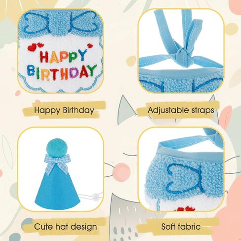 Cat Birthday Hat and Bib, Cat Birthday Party Bandana Outfit Cute Cat Pet Hat Scarf Decoration Set Lovely Cat Hat and Bid Outfit for Cat Puppy Kitten Birthday Party Decorations(Pink) in Saudi Arabia