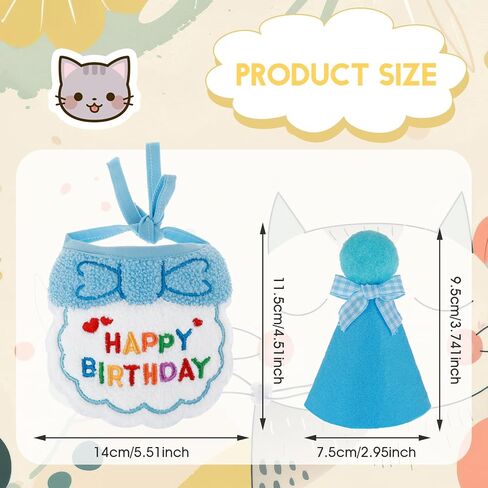 Cat Birthday Hat and Bib, Cat Birthday Party Bandana Outfit Cute Cat Pet Hat Scarf Decoration Set Lovely Cat Hat and Bid Outfit for Cat Puppy Kitten Birthday Party Decorations(Pink) in Saudi Arabia