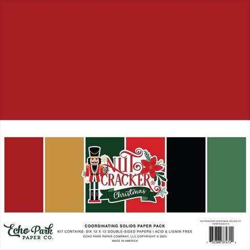 حزمة مجموعة ورق Echo Park: طقم مجموعة كسارة البندق لعيد الميلاد مقاس 12 × 12 + حزمة ورق صلب لعيد الميلاد مقاس 12 × 12 بوصة in Kuwait
