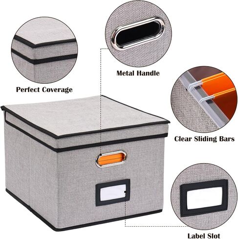 EOOUT File Organizer Box, 1pcs with Lid, Hanging File Folders, Letter Size, Collapsible Document Organizer, Home Office, Gray in Saudi Arabia