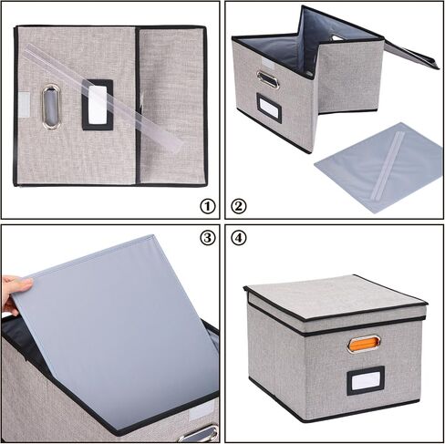 EOOUT File Organizer Box, 1pcs with Lid, Hanging File Folders, Letter Size, Collapsible Document Organizer, Home Office, Gray in Saudi Arabia
