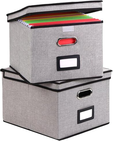 EOOUT File Organizer Box, 1pcs with Lid, Hanging File Folders, Letter Size, Collapsible Document Organizer, Home Office, Gray in Saudi Arabia