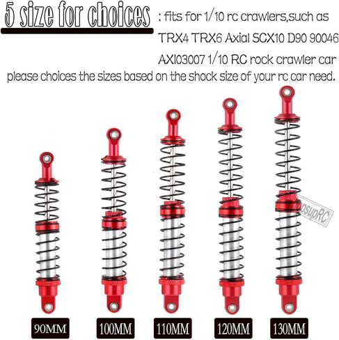 130mm RC Shocks Absorber Upgrades for 1/10 RC Hobby Cars,7075 Aluminum Full Metal Front Rear Shocks Absorber Damper,4PCS Red in Saudi Arabia