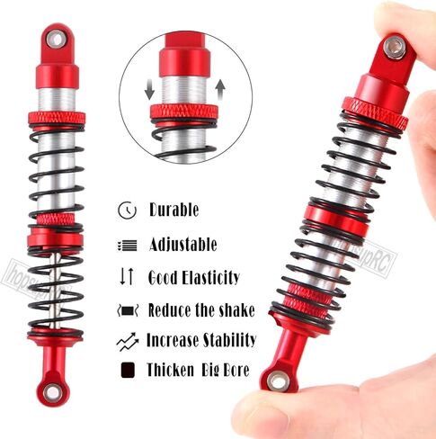 130mm RC Shocks Absorber Upgrades for 1/10 RC Hobby Cars,7075 Aluminum Full Metal Front Rear Shocks Absorber Damper,4PCS Red in Saudi Arabia