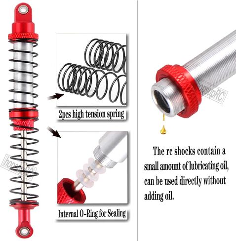 130mm RC Shocks Absorber Upgrades for 1/10 RC Hobby Cars,7075 Aluminum Full Metal Front Rear Shocks Absorber Damper,4PCS Red in Saudi Arabia