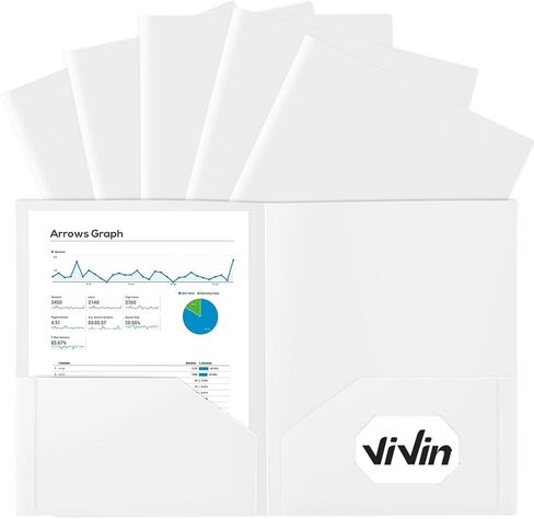 ViVin Sturdy 2 Pocket Folders, 12-Pack Plastic Folders with Pockets, 8.5 * 11 Poly Folder, Letter Size, for Kids, Students & Officer (Green) in Saudi Arabia