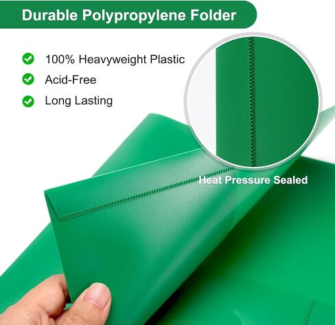 ViVin Sturdy 2 Pocket Folders, 12-Pack Plastic Folders with Pockets, 8.5 * 11 Poly Folder, Letter Size, for Kids, Students & Officer (Green) in Saudi Arabia