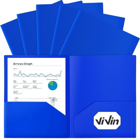 ViVin Sturdy 2 Pocket Folders, 12-Pack Plastic Folders with Pockets, 8.5 * 11 Poly Folder, Letter Size, for Kids, Students & Officer (Green) in Saudi Arabia