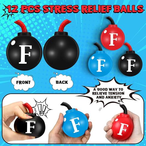 6 Pcs F Bomb Stress Ball 2.5" Funny Stress Balls for Adults Funny Gag Gift Bulk Novelty Stress Relief Balls for Adults Coworkers Party Favors in Kuwait