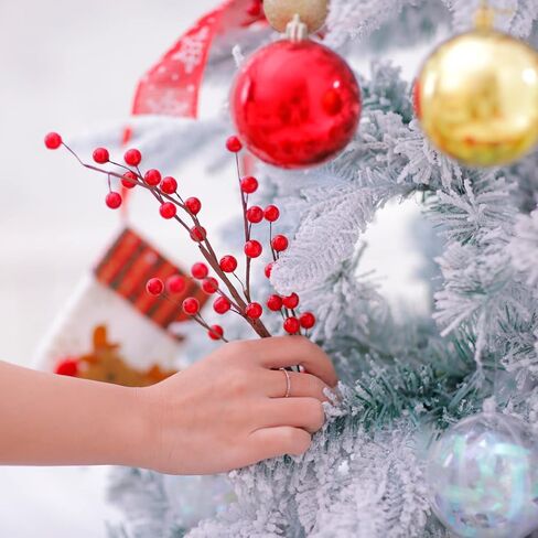 Red Holly Berry Stems for Christmas Tree,Total of 900 Red Berries,13.8in 36Pack Berry Stems,Hang Made Christmas Decor,Artificial Burgundy Berries,Fake Christmas Picks in Kuwait