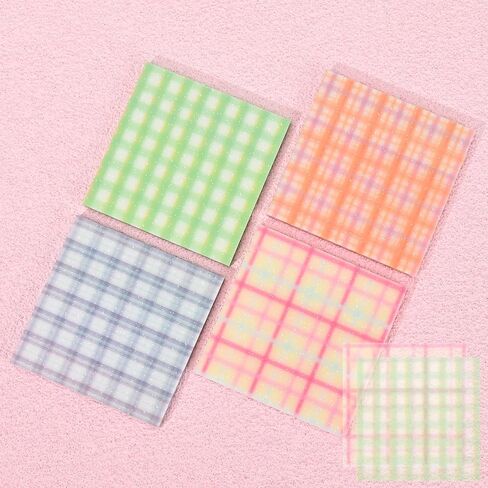 BAYTORY 200 Sheets Glitter Transparent Sticky Notes, 3 x 3 Translucent Self-Stick Note, Clear Memo Pads, See Through Aesthetic Self-Adhesive Note for Bible Accessories (Plaid) in Saudi Arabia