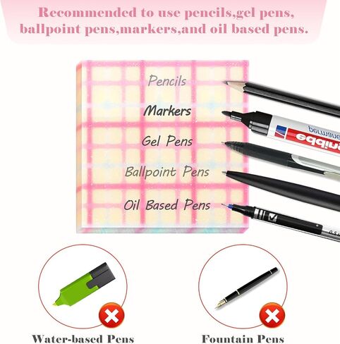 BAYTORY 200 Sheets Glitter Transparent Sticky Notes, 3 x 3 Translucent Self-Stick Note, Clear Memo Pads, See Through Aesthetic Self-Adhesive Note for Bible Accessories (Plaid) in Saudi Arabia