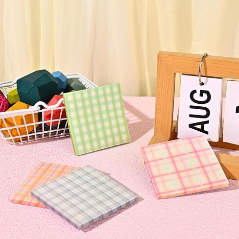BAYTORY 200 Sheets Glitter Transparent Sticky Notes, 3 x 3 Translucent Self-Stick Note, Clear Memo Pads, See Through Aesthetic Self-Adhesive Note for Bible Accessories (Plaid) in Saudi Arabia