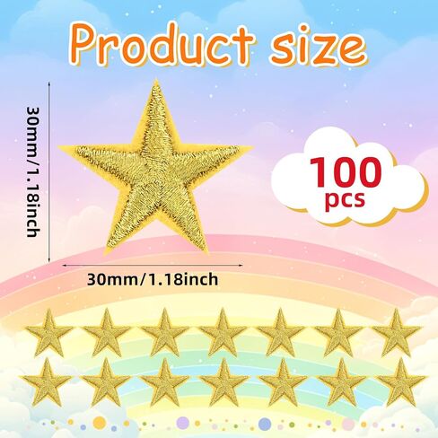 Morcheiong 100 Pcs Star Iron on Patches White 3cm Small Sew Embroidered Iron on Star Patches Bulk Appliques for Clothes Hats DIY Jeans Jackets Backpacks Embellishments in Saudi Arabia