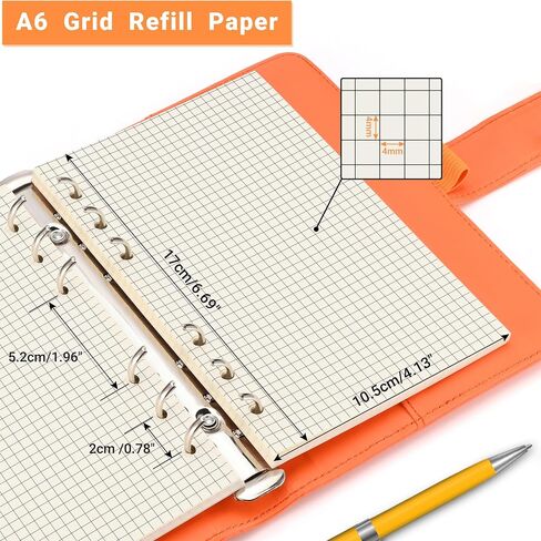 A6 6-Hole Beige Loose-leaf Paper - 1 Pack (80 Sheets, 100 GSM) - Dotted Line, Refill for Notebook and Planner, Ideal for Note, Journal, Schedule, and Artwork, Fits A6 6-Ring Binder in Saudi Arabia
