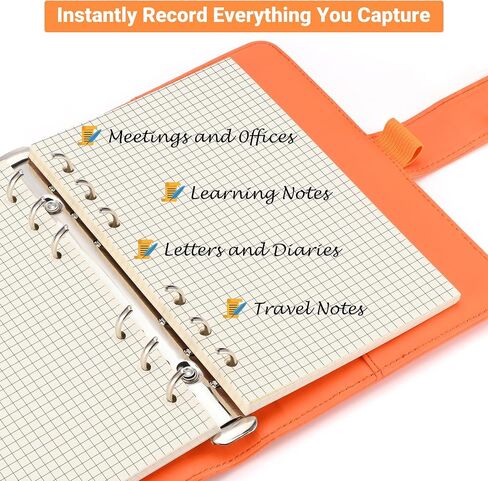A6 6-Hole Beige Loose-leaf Paper - 1 Pack (80 Sheets, 100 GSM) - Dotted Line, Refill for Notebook and Planner, Ideal for Note, Journal, Schedule, and Artwork, Fits A6 6-Ring Binder in Saudi Arabia