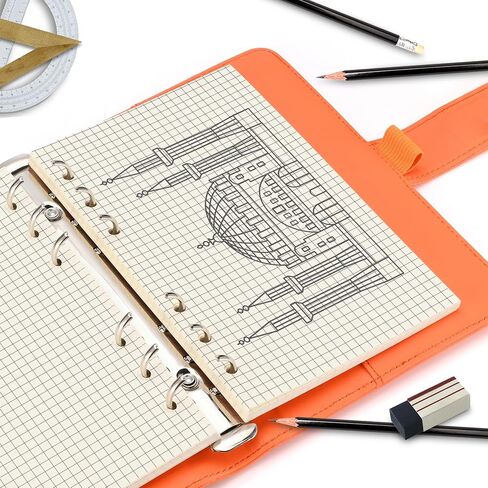 A6 6-Hole Beige Loose-leaf Paper - 1 Pack (80 Sheets, 100 GSM) - Dotted Line, Refill for Notebook and Planner, Ideal for Note, Journal, Schedule, and Artwork, Fits A6 6-Ring Binder in Saudi Arabia