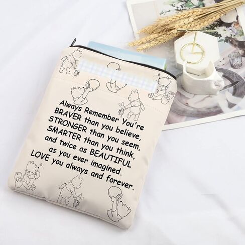 Book Sleeve for Book Lovers Bear Book Sleeve with Zipper Book Protector Cover Inspirational Friendship Gift Bear Friend Gift in Saudi Arabia