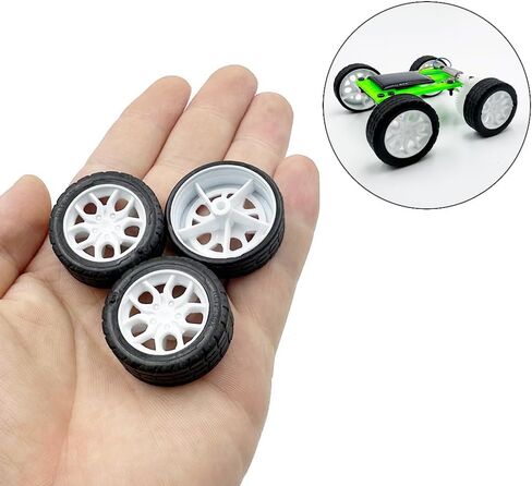 10PCS Model Toy Car Wheel 30mm Car Rubber Tire Wheel for DIY Model Toy Robot RC Car Truck Parts (White) in Saudi Arabia