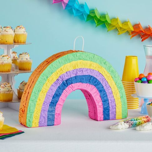 Rainbow Pinata for Pride, Baby Shower, Kids Birthday Party Decorations, (Small, 16.8 x 3.0 x 10.7 Inches) in Saudi Arabia