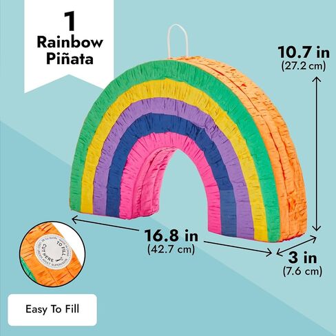 Rainbow Pinata for Pride, Baby Shower, Kids Birthday Party Decorations, (Small, 16.8 x 3.0 x 10.7 Inches) in Saudi Arabia