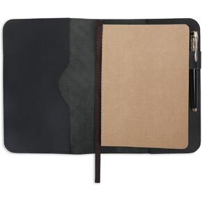 A5 Leather journal cover, Refillable Journal Cover for Large and Medium A5, Leather Handmade Notebook Cover, 9 x 6 Inches Leather Bound Journal (Black)