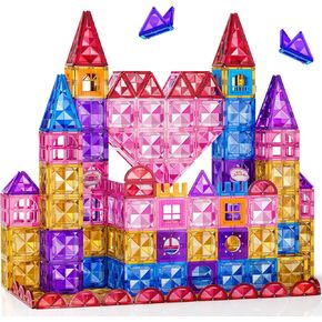 Magnetic Tiles for Kids Toddlers Ages 3-5 4-8 8-10, Magnetic Building Blocks for Kids Ages 4-8 8-12, Educational Magnets Tiles Building Blocks Toys for Toddlers Kids Christmas Birthday Gifts
