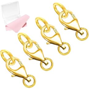 925 Sterling Silver Lobster Claw Clasps with 2 Closed Jump Rings,Lobster Clasp Sterling Silver Rings Bracelet Clasps and Closures Necklace Clasps for Jewelry Making(Made in Italy)